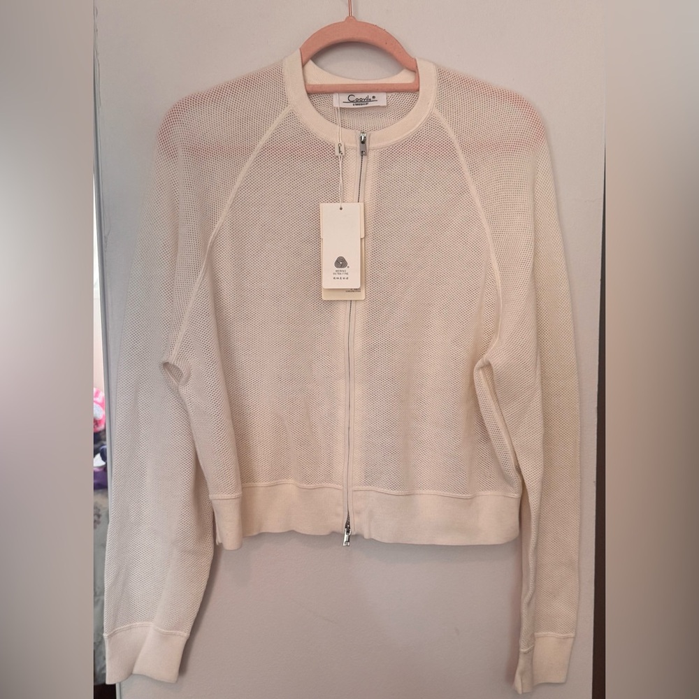 NWT - Coovils Cream 100% Merino Wool Zippered Cardigan